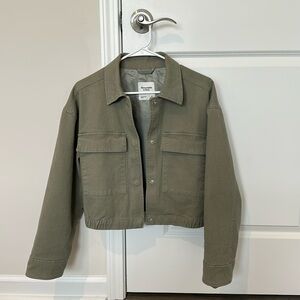 Abercrombie & Fitch Trucker Bomber Jacket | Size Medium | Olive Green